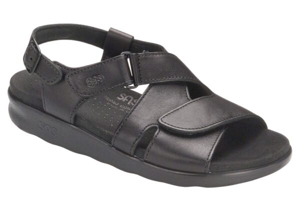 huggy black leather sandal sas shoes