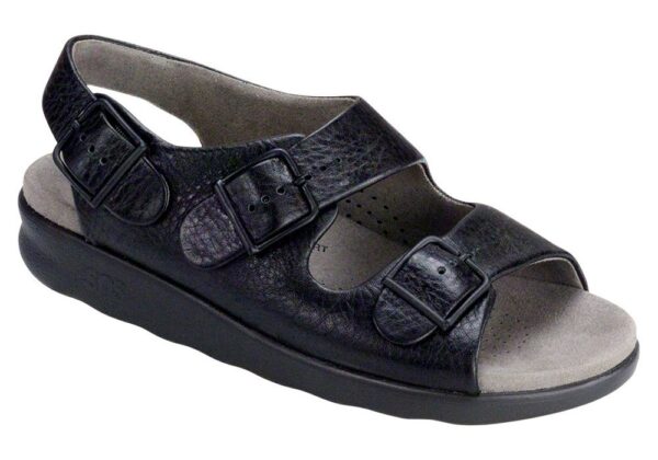 relaxed womens black leather sandal sas shoes