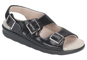 relaxed womens black snake leather sandal sas shoes