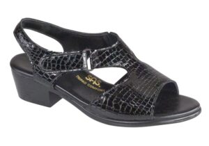 suntimer black croc leather sandal sas shoes