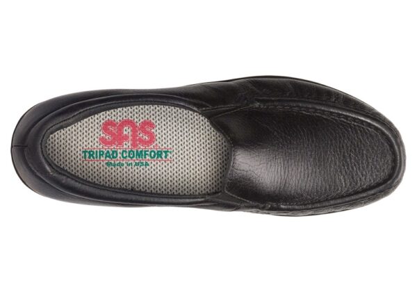 twin black leather slip on sas shoes