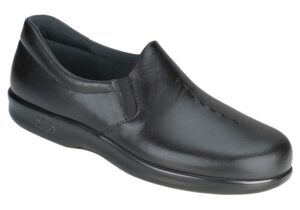 viva black leather slip on sas shoes