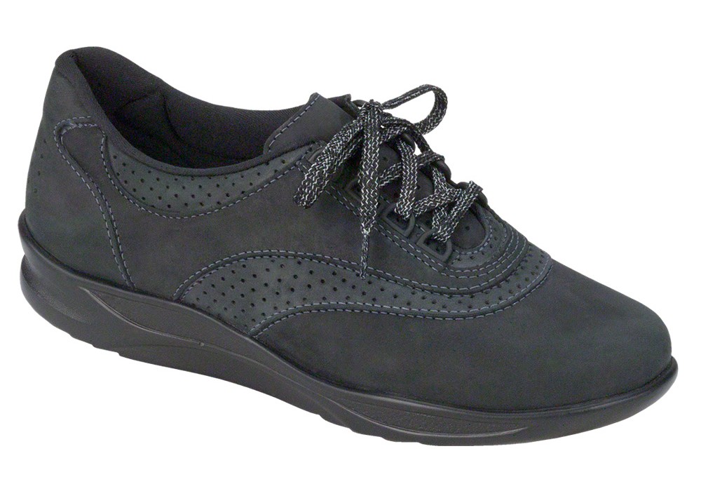walk easy nero charcoal nubuck leather fitness active sas shoes